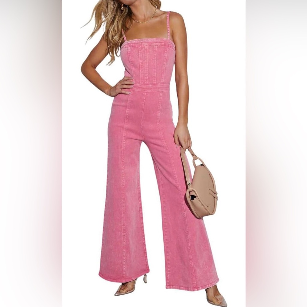 Pink Denim Jumpsuit